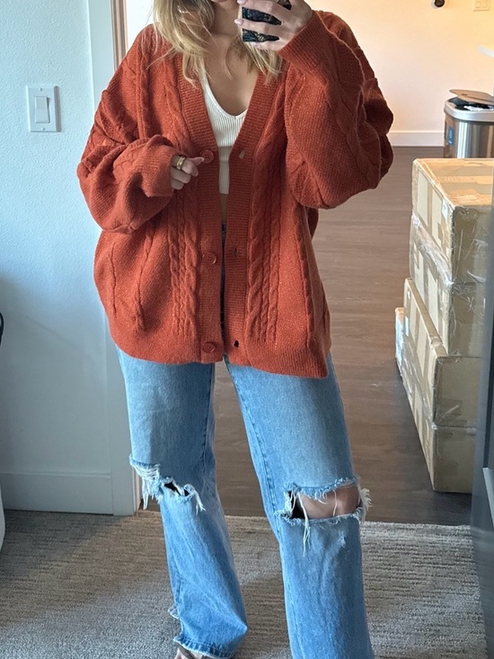 Taylor swift Sweaters - Taylor Swift Burnt Orange Chunky Cable Knit Cardigan The Life of a Showgirl